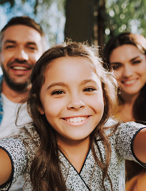 family of four in the park